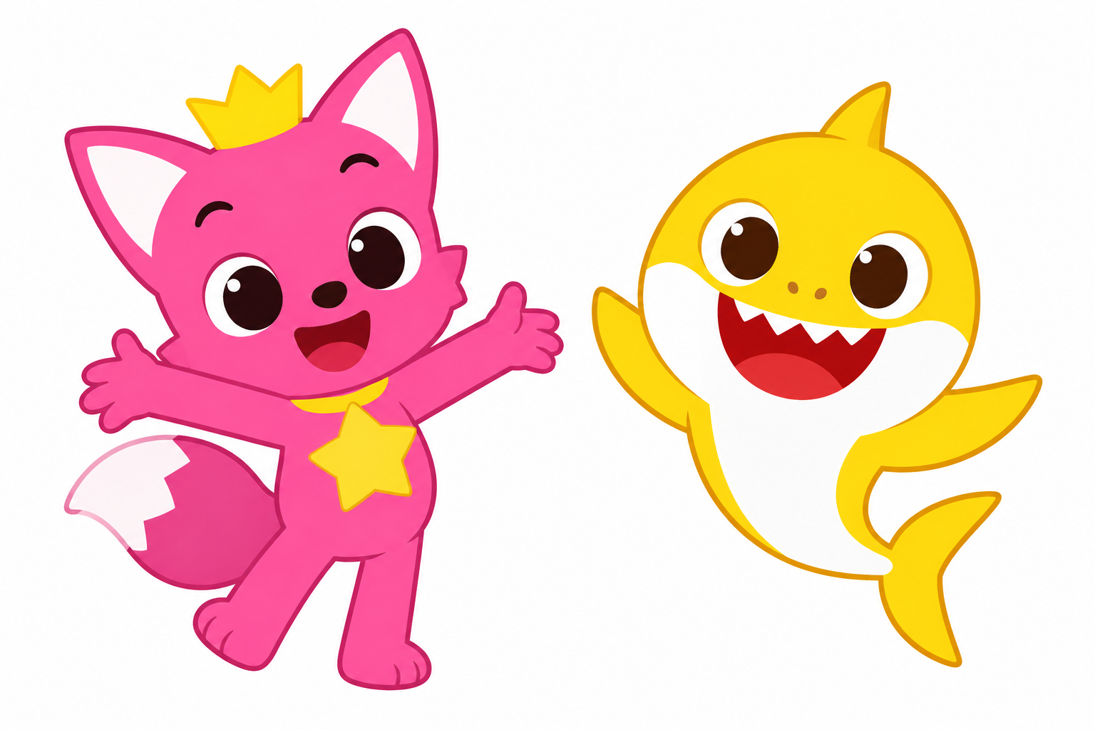 Pinkfong and Baby Shark smiling
